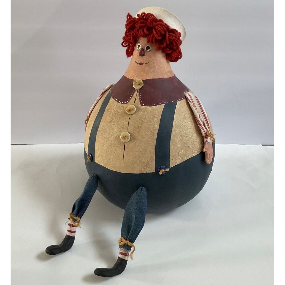 Vintage Huge 16” Raggedy Andy Hand Painted Gourd Primitive Folk Art Americana